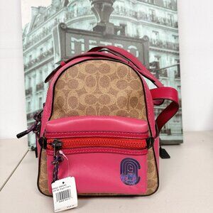 Coach 69522 Backpack 23 IN Signature canvas Tan Bright Cherry